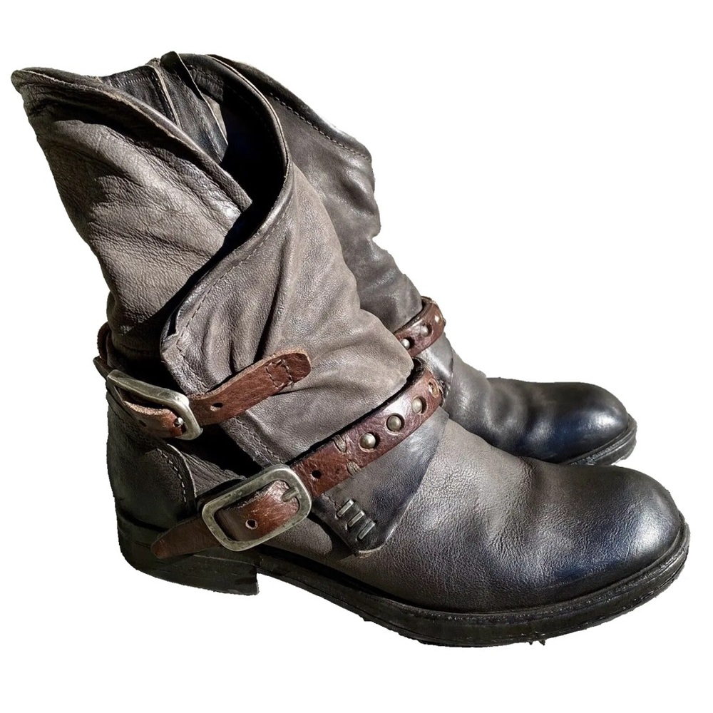 A.S. 98 Gray Leather Ipswich Boots Booties Shoes Size 39 - 8.5